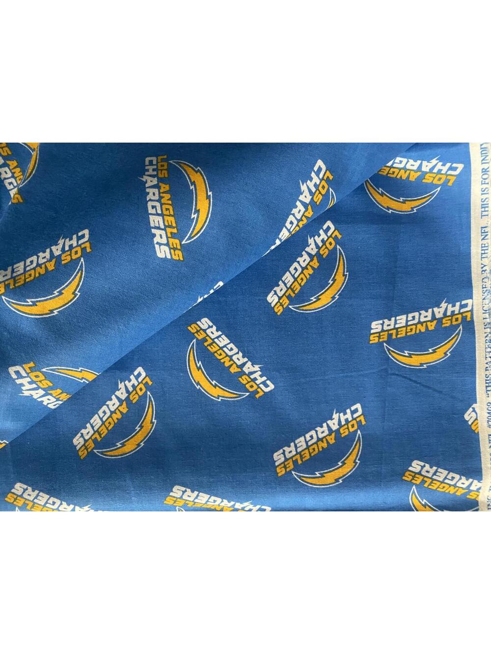 NFL Los Angeles CHARGERS Light Blue Cotton Fabric 60" by 1/2 Yard
